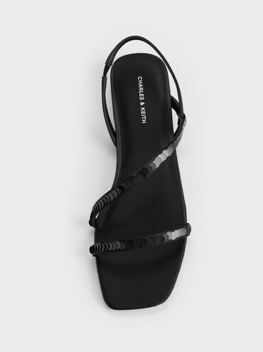 Gi&agrave;y sandals đế thấp Briella Sequinned, Đen họa tiết, hi-res