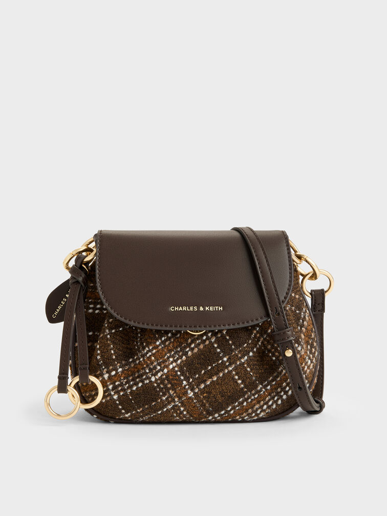 T&uacute;i đeo vai Britton Checkered Ruched, Nhiều m&agrave;u, hi-res