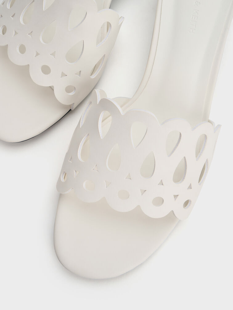 Gi&agrave;y mules cao g&oacute;t Cut-Out, Trắng, hi-res
