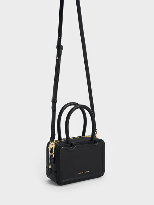 Perline Elongated Top Handle Bag, Black, hi-res