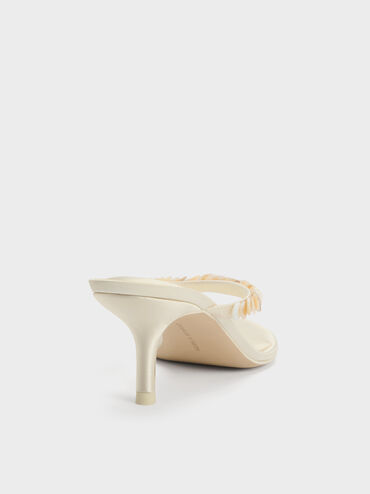 Briella Sequinned Heeled Thong Sandals, Cream, hi-res