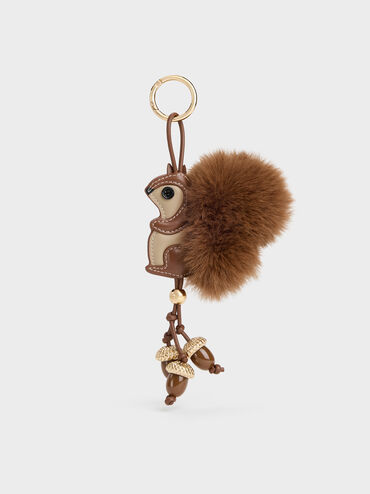 Furry Squirrel Acorn Charm, Multi, hi-res