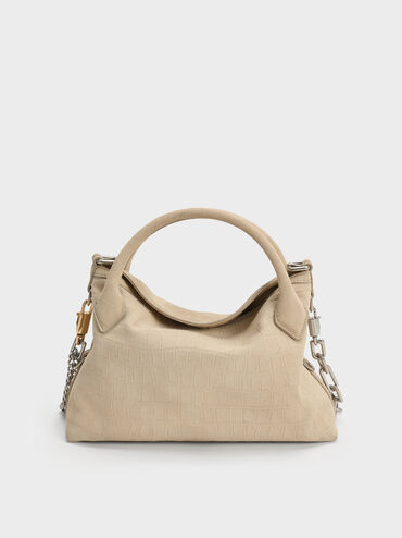 Mini Delfina Chain Tote Bag, Dusted Oat, hi-res