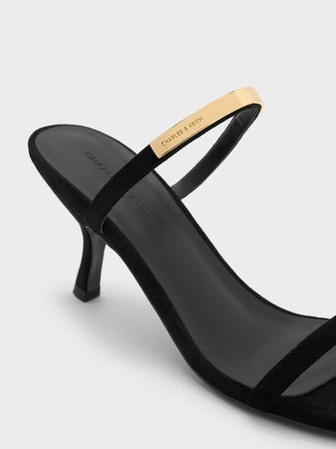 Gi&agrave;y sandals cao g&oacute;t Faux Suede Metallic-Accent, Đen họa tiết, hi-res