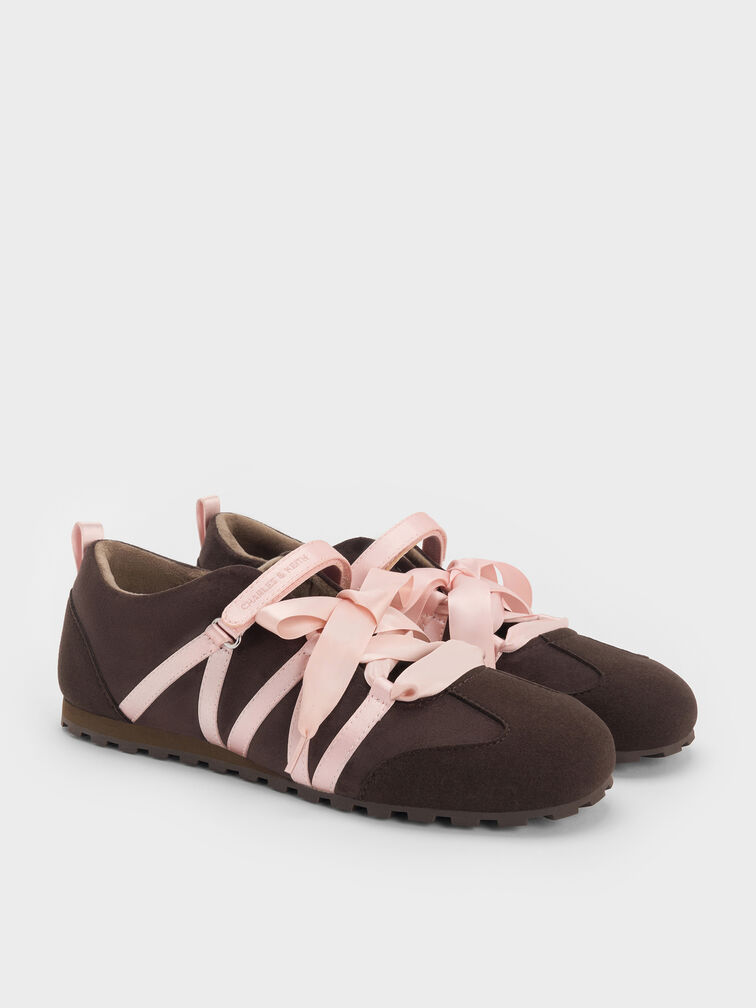 Gi&agrave;y sneakers cổ thấp Silko Faux Suede, Dark Brown Textured, hi-res