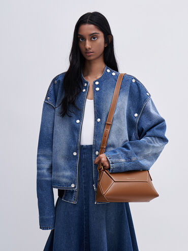 T&uacute;i đeo vai Nasrin Geometric, Chocolate, hi-res