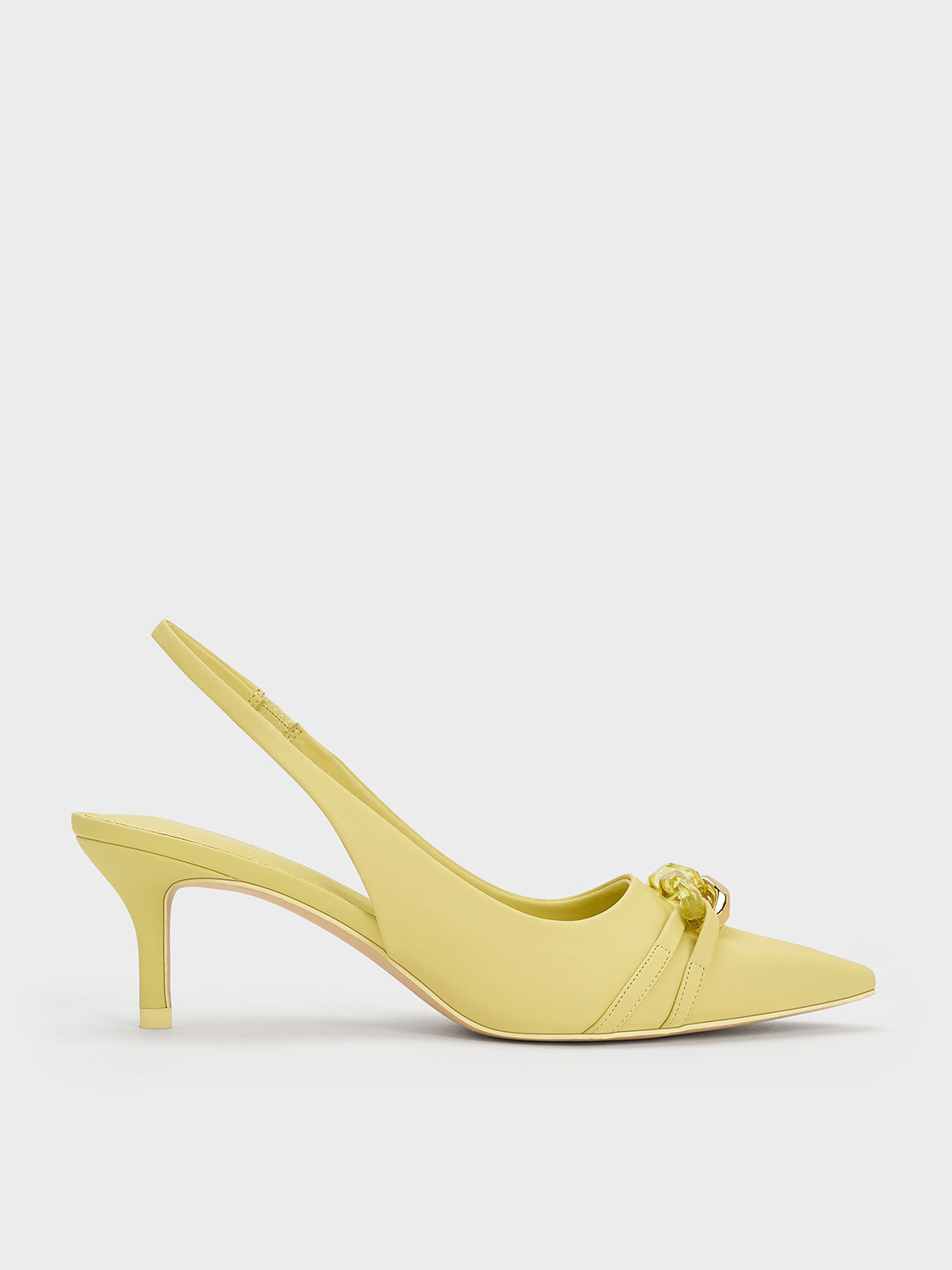 Chain-Link Accent Slingback Pumps, Yellow, hi-res