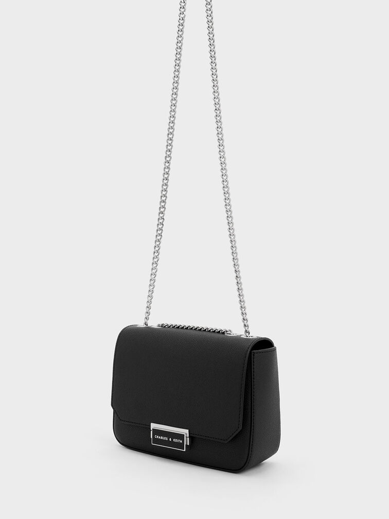 Sue Chain-Strap Shoulder Bag, Noir, hi-res