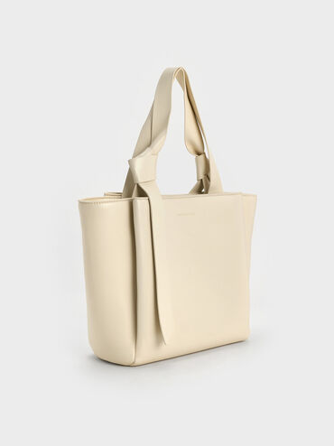 Túi tote phom chữ nhật Toni Knotted, Phấn, hi-res