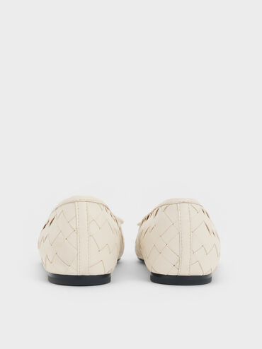 Gi&agrave;y b&uacute;p b&ecirc; mũi tr&ograve;n Woven Bow, Phấn, hi-res