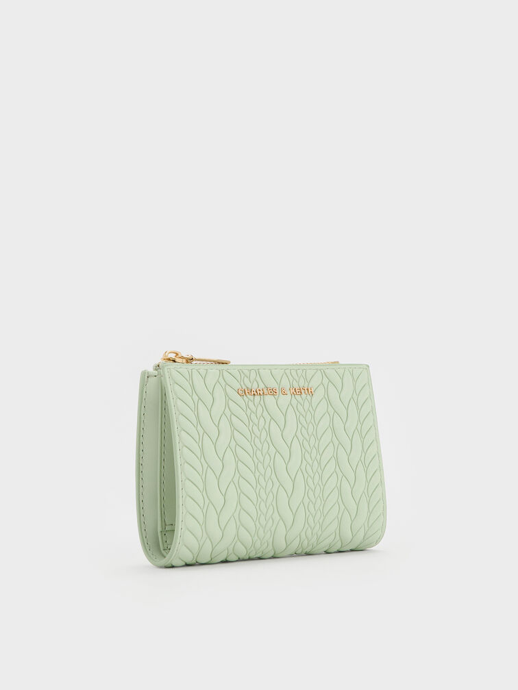 Apolline Textured Top-Zip Wallet, Mint Green, hi-res
