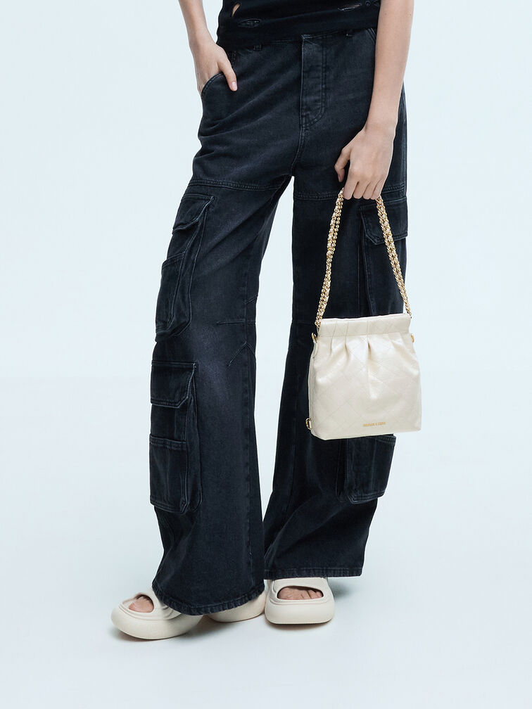 Duo Chain-Handle Two-Way Backpack, Cream, hi-res