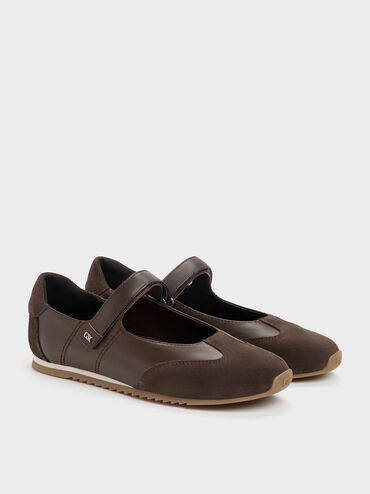 Jace Leather & Suede Mary Jane Sneakers, Dark Brown, hi-res