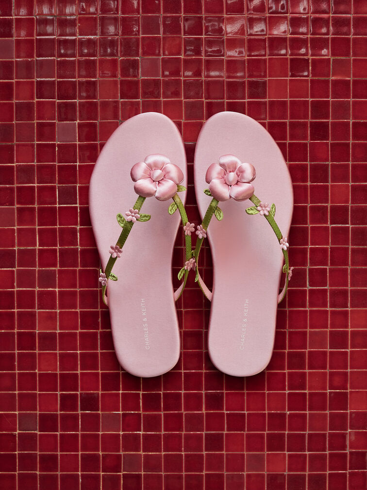 D&eacute;p kẹp Puffy Flower, Hồng, hi-res