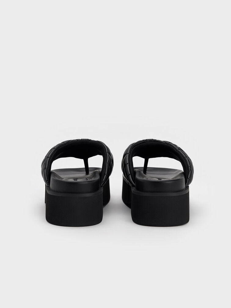 Dép kẹp V-Strap Platform, Đen, hi-res