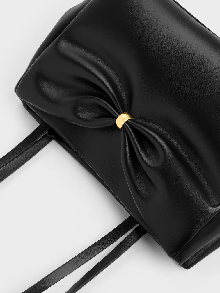Halsey Ruched Tote Bag, Black, hi-res