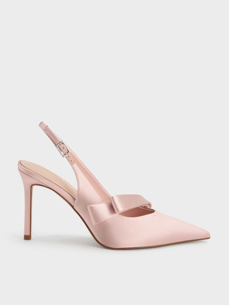 Gi&agrave;y sandals cao g&oacute;t Satin, Hồng, hi-res