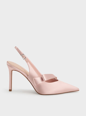 Gi&agrave;y sandals cao g&oacute;t Satin, Hồng, hi-res