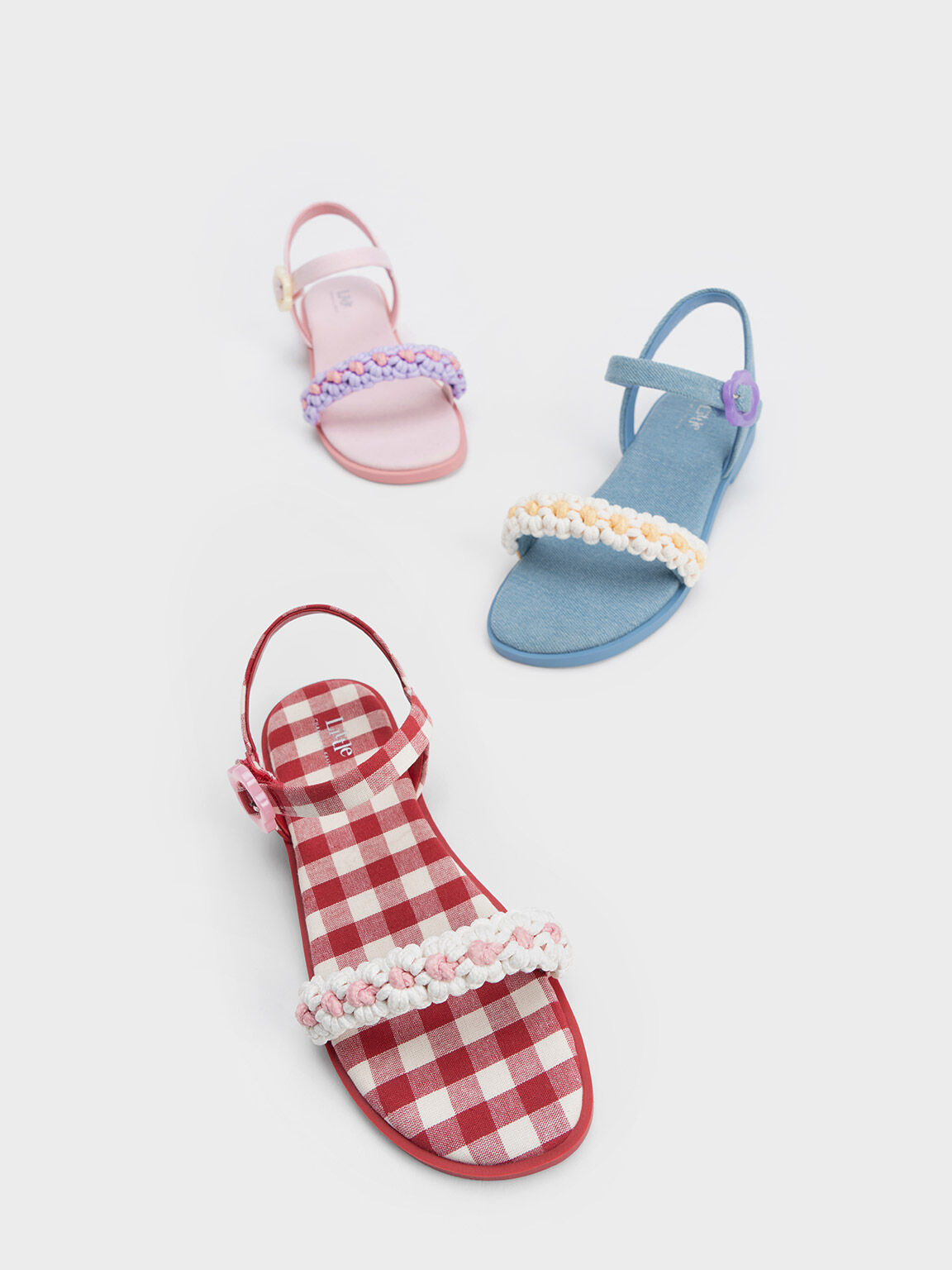 Giày sandals trẻ em Floral Denim, Xanh nhạt, hi-res