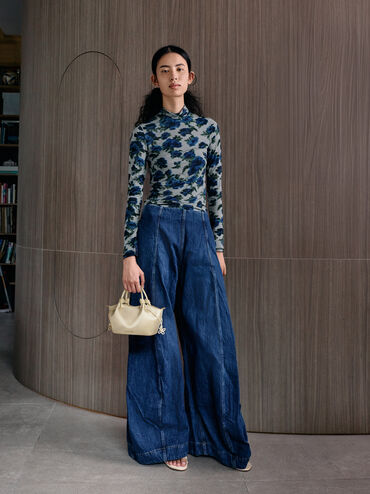 Orinda Knot-Pearl Slide Sandals, Butter, hi-res