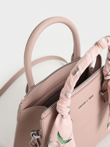 T&uacute;i x&aacute;ch nữ phom chữ nhật Scarf Wrapped, Hồng, hi-res