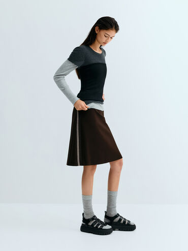 Gi&agrave;y sandals đế cao mũi tr&ograve;n, Đen, hi-res