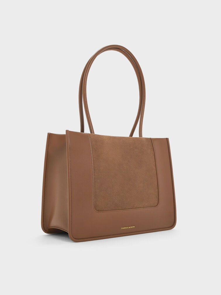 Daylla Recycled Suede Tote Bag, Mocha Brown, hi-res