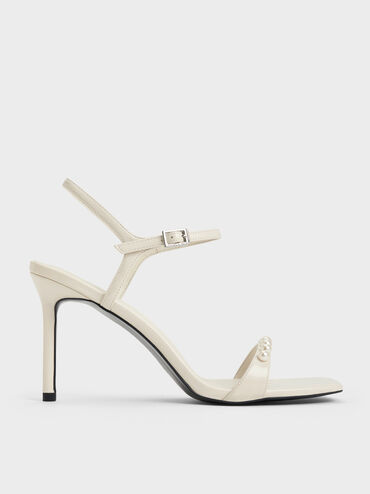 Giày sandals cao gót Helena Pearl-Embellished, Phấn, hi-res
