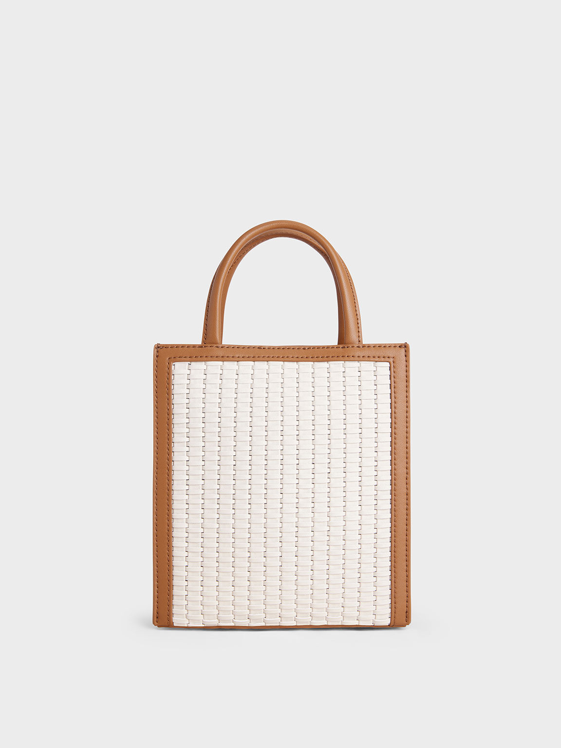 Woven Double Handle Tote Bag, Chocolate, hi-res