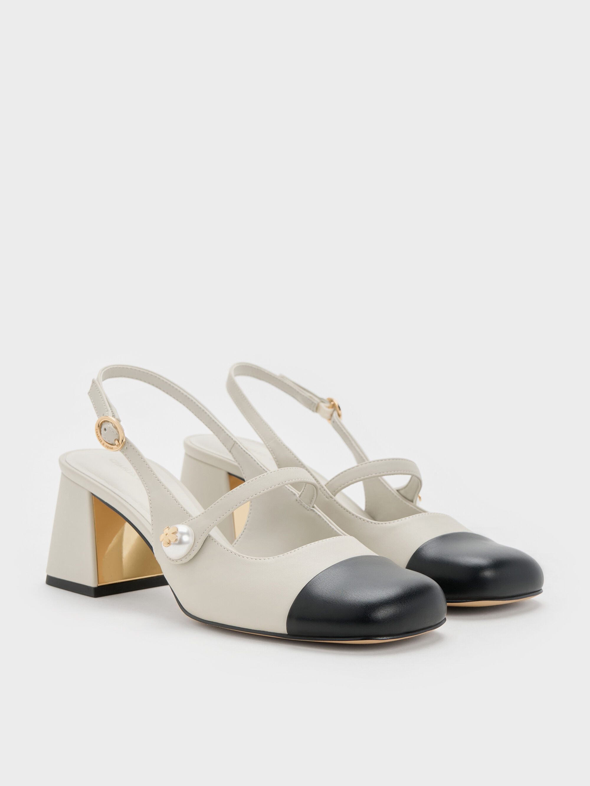 Chalk Aeryn Pearl-Embellished Slingback Pumps - Chalk - Shoes