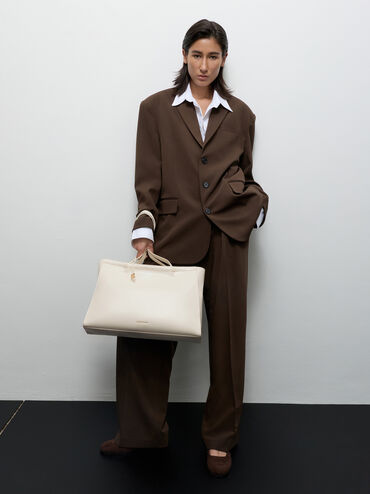 Augustine Sculptural-Detail Tote Bag, Cream, hi-res