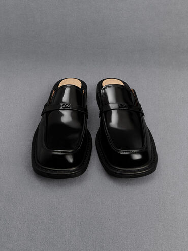 Tahlia Leather Loafer Mules, Black Boxed, hi-res