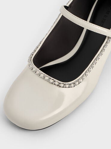 Braided-Chain Block-Heel Mary Jane Pumps, Chalk, hi-res