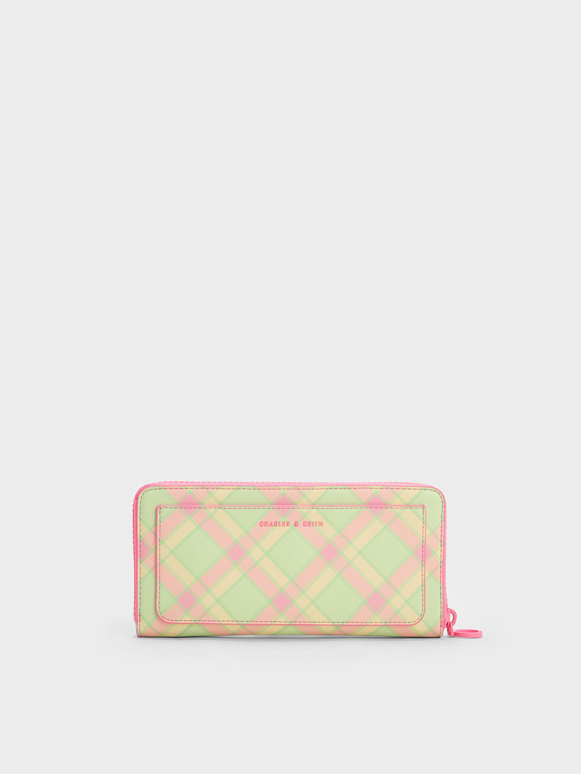 Cyrus Checkered Long Wallet, Pink, hi-res