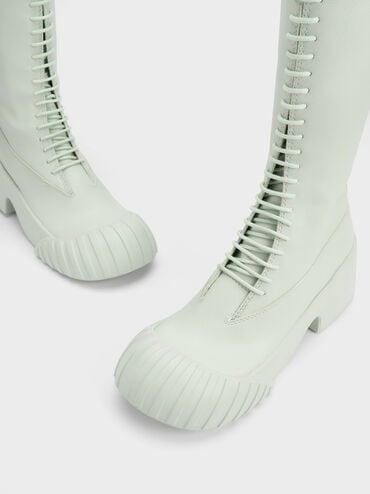 Giày boots Adrian Chunky Sole Lace-Up, Xanh lá nhạt, hi-res