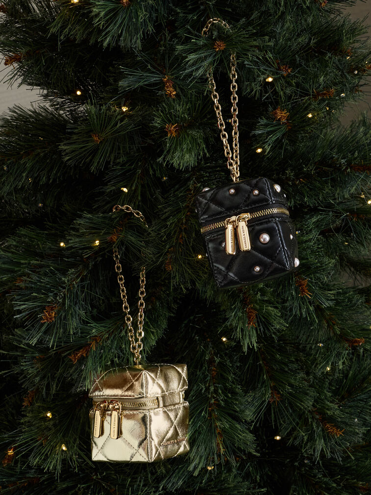 Janie Quilted Pearl Micro Bag, Black, hi-res