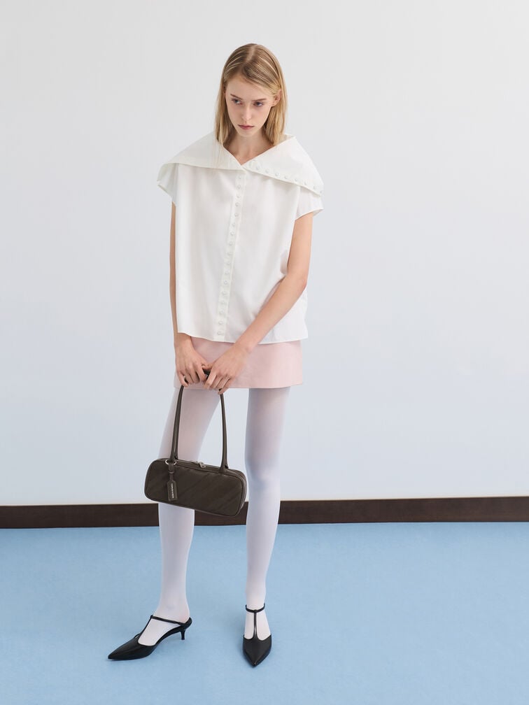 T&uacute;i đeo vai d&aacute;ng d&agrave;i Zeya Recycled Suede Striped, Xanh r&ecirc;u đậm, hi-res