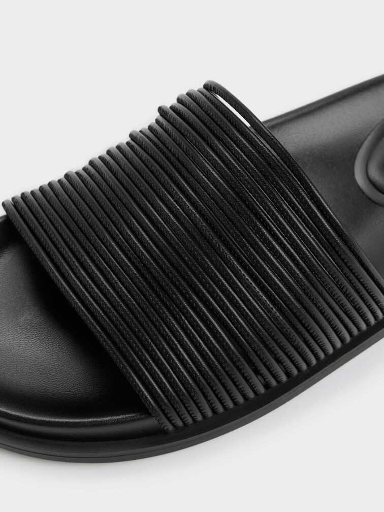 Fianna Strappy Slide Sandals, Black, hi-res