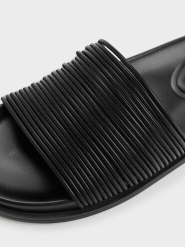 Fianna Strappy Slide Sandals, Black, hi-res