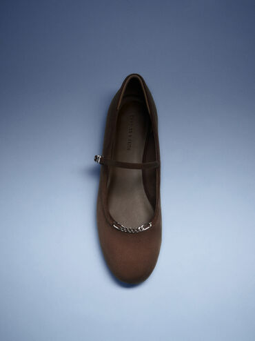 Gi&agrave;y b&uacute;p b&ecirc; đế bệt Shila, Dark Brown Textured, hi-res