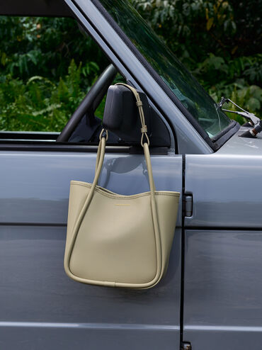 Mini Lyla Tubular Tote Bag, Pale Olive, hi-res