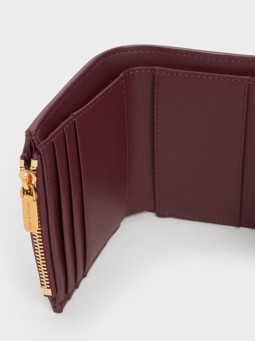 Astrid Panelled Small Wallet, Burgundy, hi-res