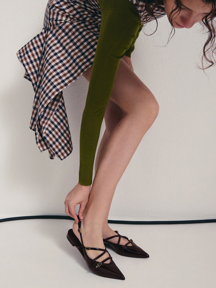 Gi&agrave;y sandals đế thấp Maybelle, Đỏ burgundy, hi-res