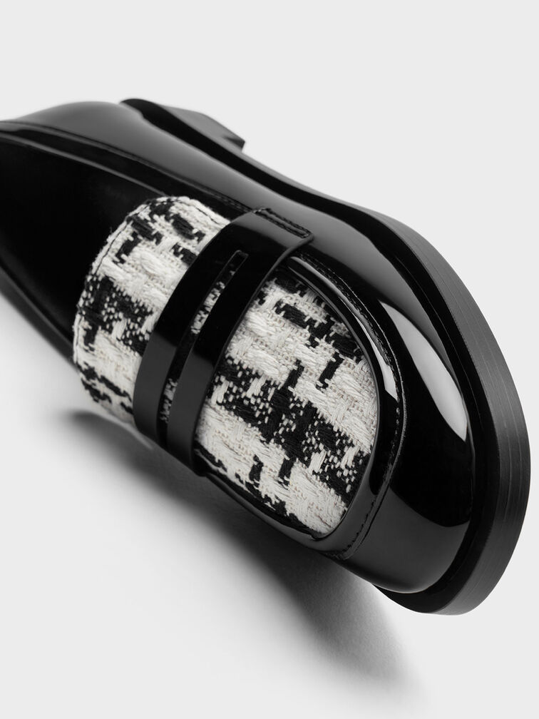 Giày lười mũi nhọn Gretel Tweed, Đen bóng, hi-res