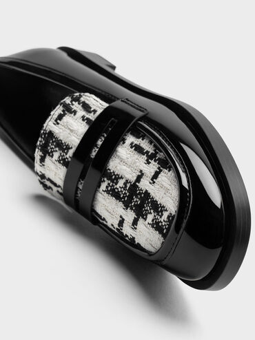 Giày lười mũi nhọn Gretel Tweed, Đen bóng, hi-res