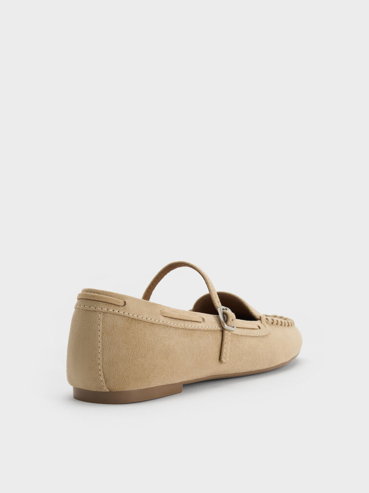 Gi&agrave;y lười mũi tr&ograve;n Gale Faux Suede, Be, hi-res