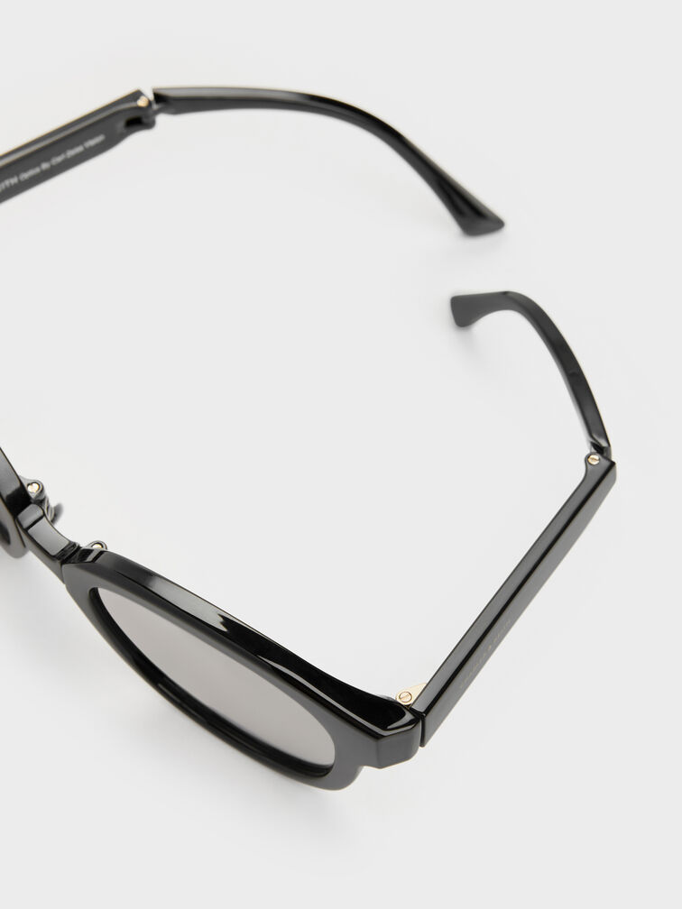 Brea Round Sunglasses, Black, hi-res