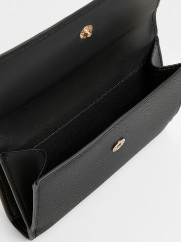 V&iacute; ngắn nắp gập Tricha đen, Đen, hi-res
