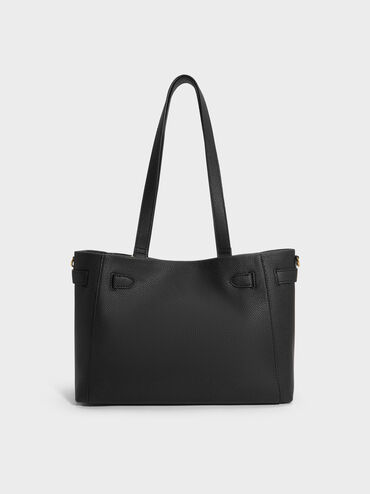 T&uacute;i tote Dinora Belted, Đen, hi-res