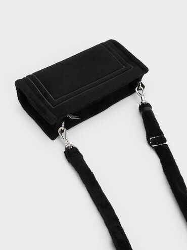 Túi đeo vai phom chữ nhật Loey Textured, Đen, hi-res